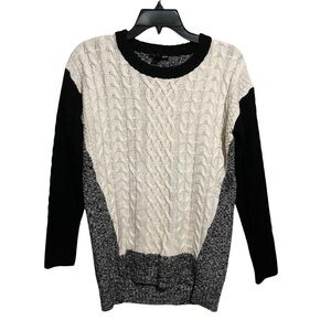 Aqua Womens XS Wool Blend Pullover Sweater Knit Modern Colorblock Casual